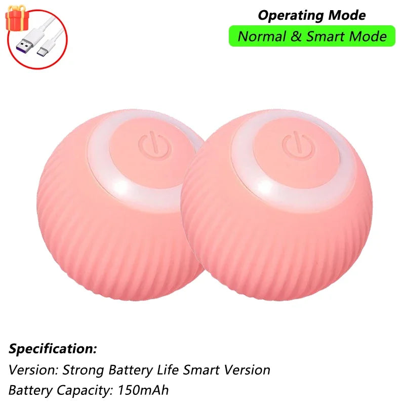Automatic Rolling Cat Ball (2-Pack), Motion Activated Toy with Tail