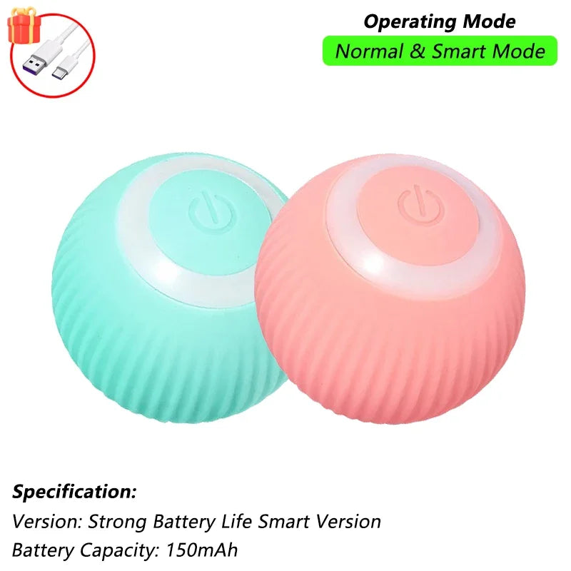 Automatic Rolling Cat Ball (2-Pack), Motion Activated Toy with Tail