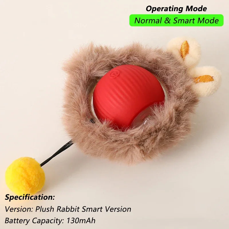 Automatic Rolling Cat Ball (2-Pack), Motion Activated Toy with Tail
