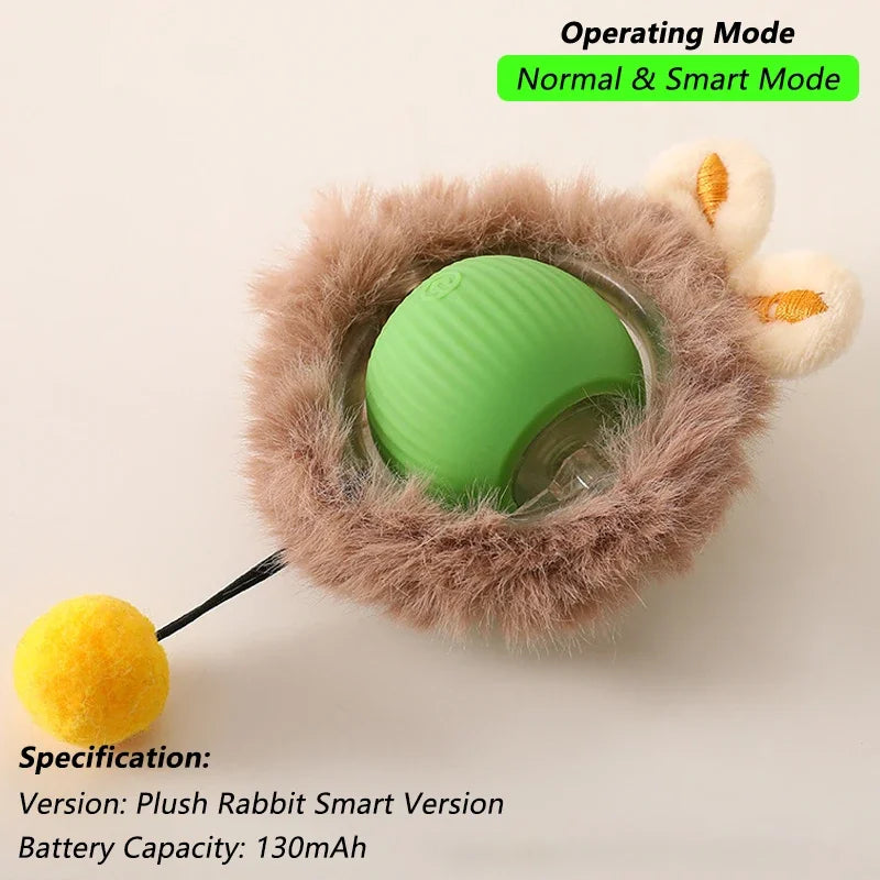 Automatic Rolling Cat Ball (2-Pack), Motion Activated Toy with Tail