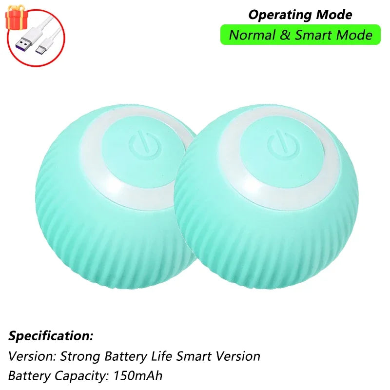Automatic Rolling Cat Ball (2-Pack), Motion Activated Toy with Tail