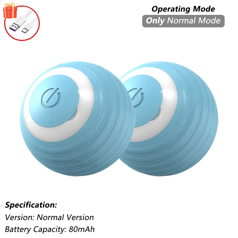 Automatic Rolling Cat Ball (2-Pack), Motion Activated Toy with Tail