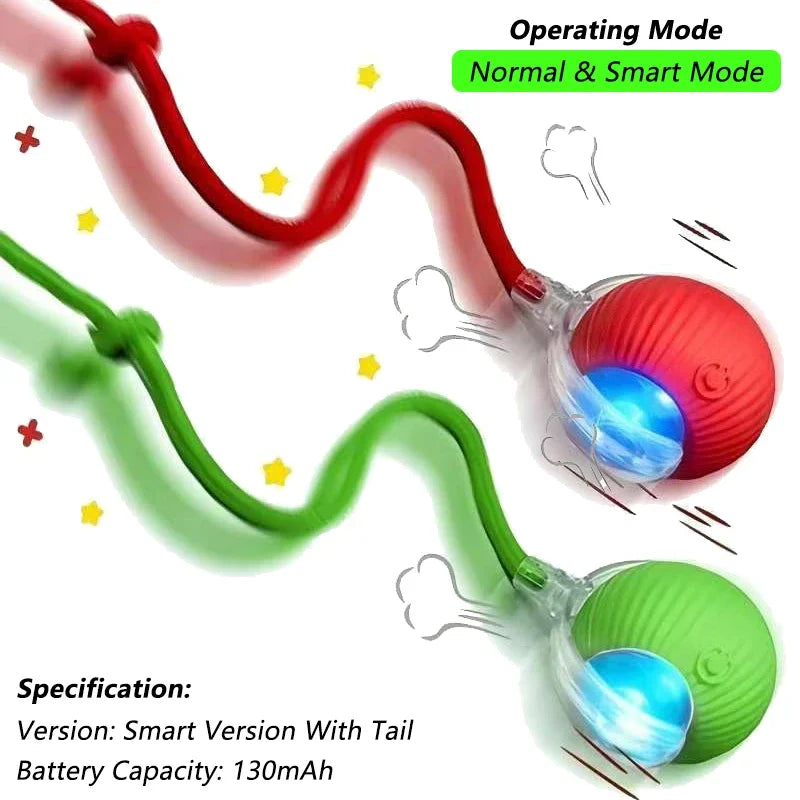 Automatic Rolling Cat Ball (2-Pack), Motion Activated Toy with Tail