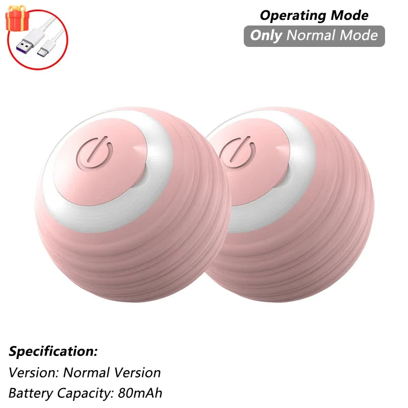 Automatic Rolling Cat Ball (2-Pack), Motion Activated Toy with Tail